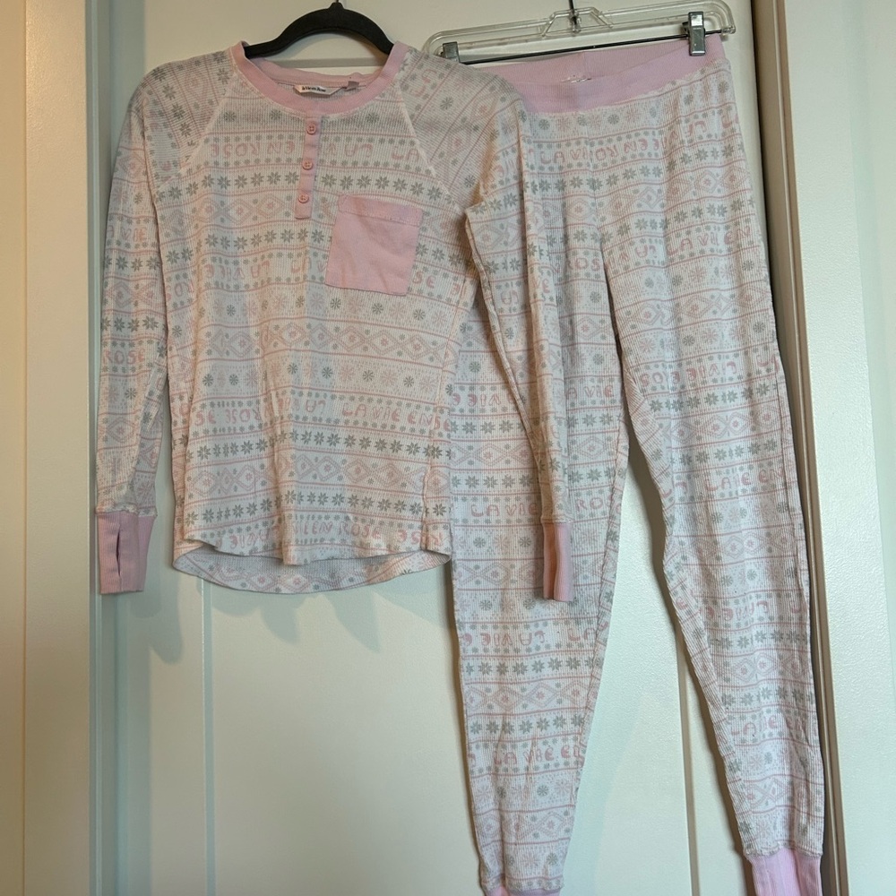La Vie En Rose Pink Patterned Waffle Pajamas